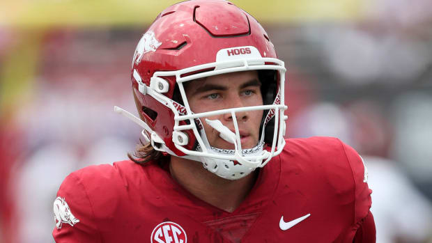 Razorbacks tight end Luke Hasz before game with Western Carolina in Little Rock